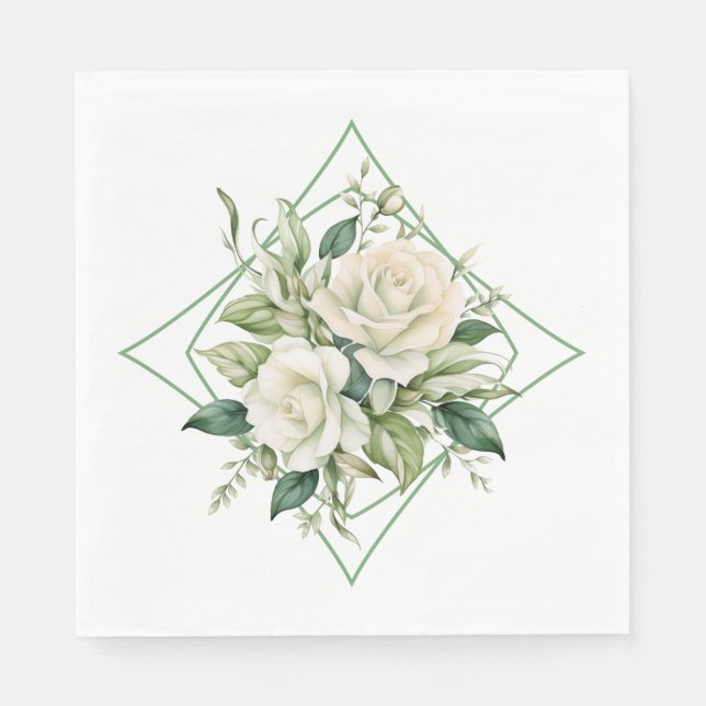 Servilleta De Papel Rosas blancas-servilletas de papel (Anverso)