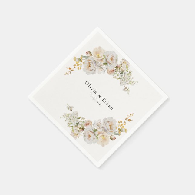 Servilleta De Papel Rosas blancas y servilletas para el aliento del be (Borde)