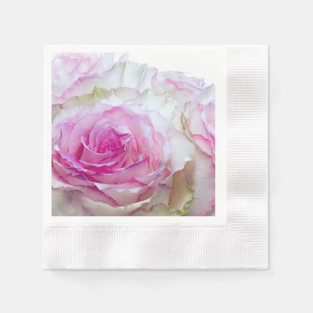 Servilleta De Papel rosas Bodas rosados y blancos de 3998 (Anverso)
