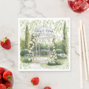 Servilleta De Papel Rosas Bonitas Jardín Romántico Floral Boda