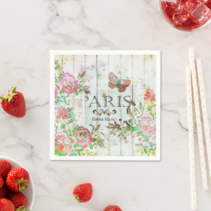 Servilleta De Papel Rosas claras sobre madera