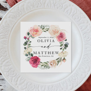 Servilleta De Papel Rosas color agua rosado. Boda en un jardín floral