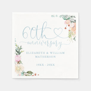 Servilleta De Papel Rosas con corazón de oro para el 60º aniversario