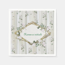 Servilleta De Papel Rosas de acuarela blanca pintados en la seda de Ch