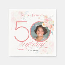 Rosas de acuarela Elegante foto rosa 50 cumpleaños