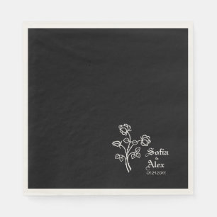 Servilleta De Papel Rosas de acuarela gótica boda negro