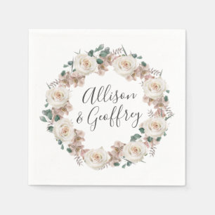 Servilleta De Papel Rosas de acuarela y Boda personalizado de orquídea