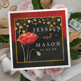 Servilleta De Papel Rosas de amor rojo Boda Cocktail Napkins