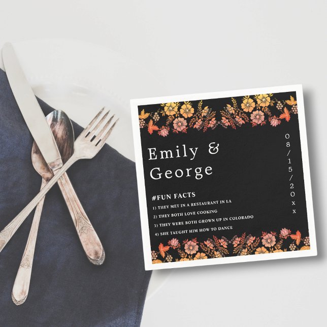 Servilleta De Papel Rosas de Black Boho Neon Boda romántico floral (Subido por el creador)