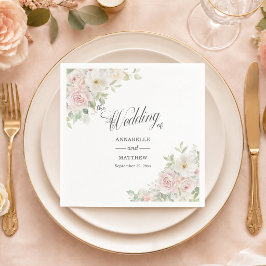 Servilleta De Papel Rosas de boda de suave tono rosa elegante