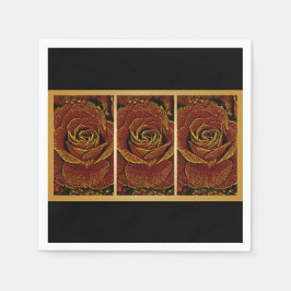 Servilleta De Papel Rosas de Borgoña y Oro