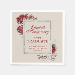 Servilleta De Papel Rosas de Borgoña y Partido de Graduación de Marco 