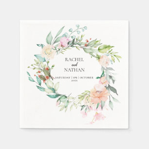 Servilleta De Papel Rosas De Bosque Floral Verde Bodas