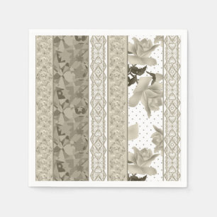 Servilleta De Papel Rosas de color beige retro de encaje abstracto e i