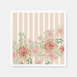 Servilleta De Papel Rosas de color de agua rosa Rubor pintados a mano