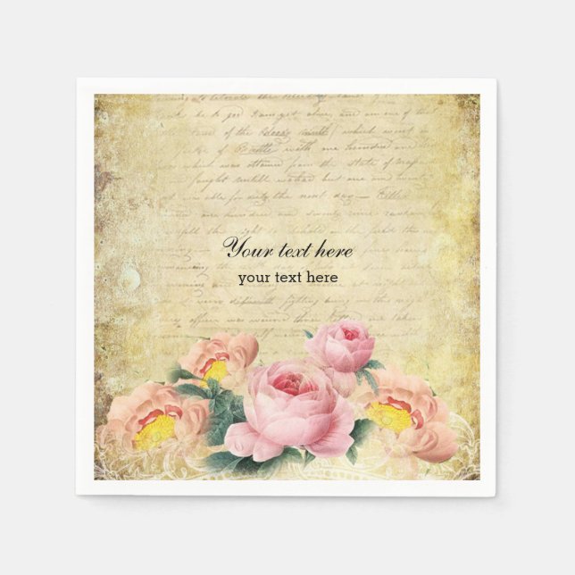 Servilleta De Papel Rosas de época (Anverso)
