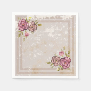 Servilleta De Papel Rosas de flores de color beige retro grunge ruidos