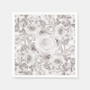 Servilleta De Papel Rosas De Invierno Rústicas Blancas Boda Elegante
