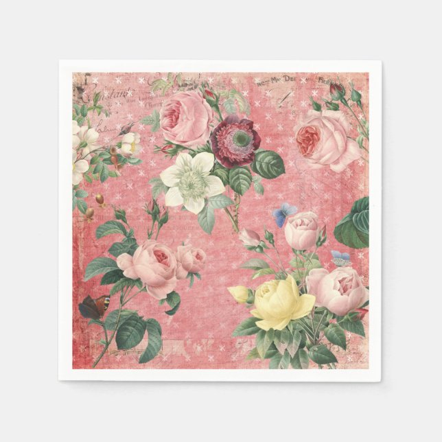Servilleta De Papel Rosas de la época elegantemente Collage francés (Anverso)