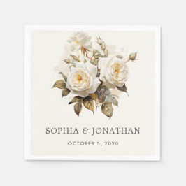 Servilleta De Papel Rosas de la época romántica Boda blanco antiguo