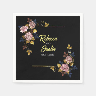 Servilleta De Papel Rosas de oro rosado flor Floral moderna Boho