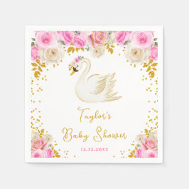 Servilleta De Papel Rosas de Oro y Rosa del Cisne Baby Shower