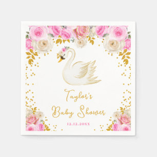 Servilleta De Papel Rosas de Oro y Rosa del Cisne Baby Shower