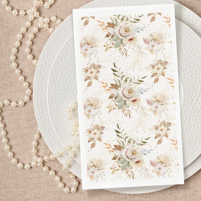 Servilleta De Papel Rosas de otoño rústicos acuarela Botánica (Subido por el creador)