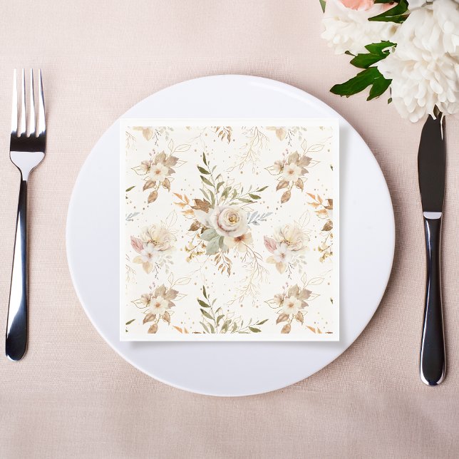 Servilleta De Papel Rosas de otoño rústicos acuarela Botánica (Subido por el creador)