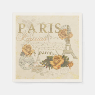 Servilleta De Papel Rosas de París estilo Vintage KRW y Torre Eiffel