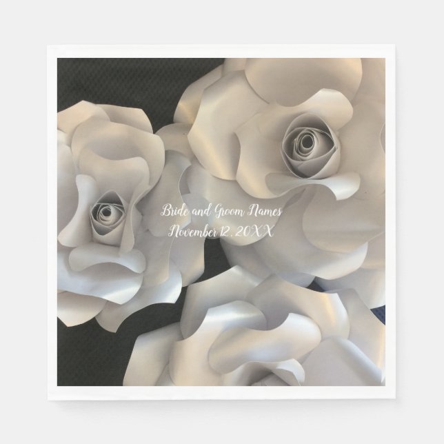 Servilleta De Papel Rosas de plata elegantes (Anverso)