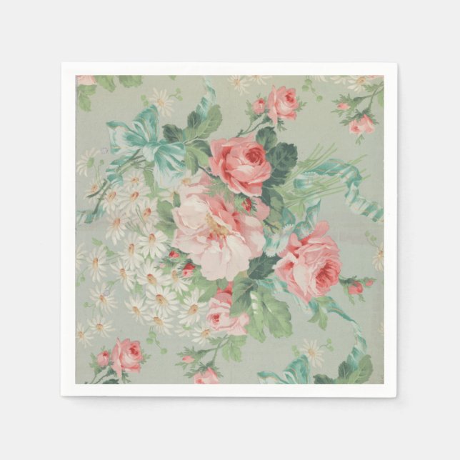 Servilleta De Papel Rosas de repollo antiguos de la época francesa (Anverso)