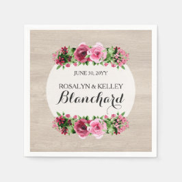 Servilleta De Papel Rosas de Shabby Vintage Personalizado de Boda Rust