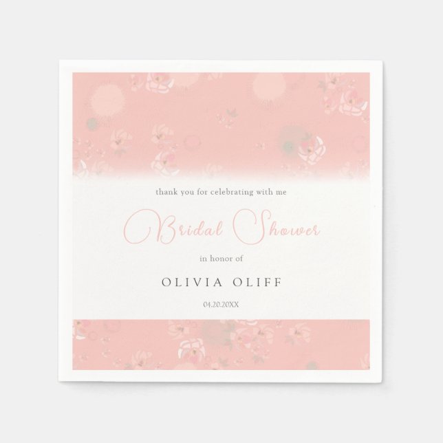 Servilleta De Papel Rosas de té suaves ducha de novia (Anverso)