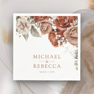 Servilleta De Papel Rosas de Terracota Naranja Quemada Boda Floral