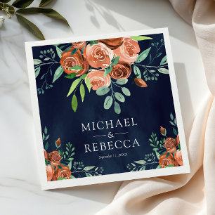 Servilleta De Papel Rosas de Terracota Naranja Quemada Boda Naval