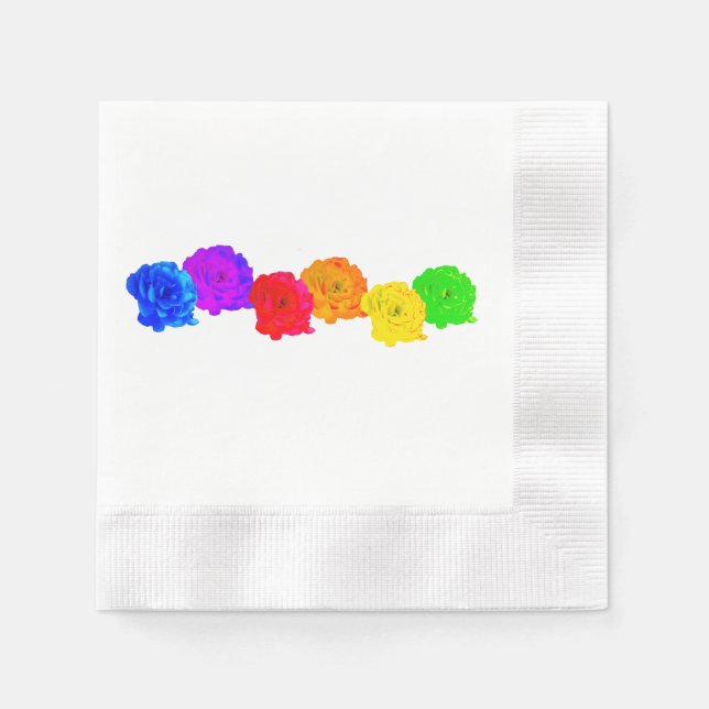 Servilleta De Papel Rosas del arcoiris (Anverso)