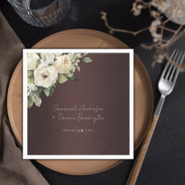 Servilleta De Papel Rosas del Boho y Boda elegante de Borgoña