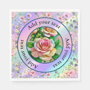 Servilleta De Papel Rosas elegantes Pastel de color rosa y amarillo