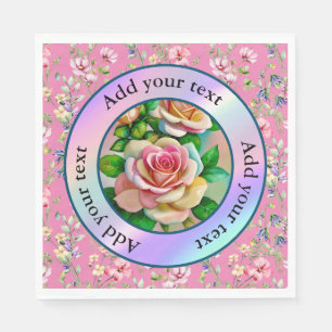 Servilleta De Papel Rosas elegantes Pastel de color rosa y amarillo