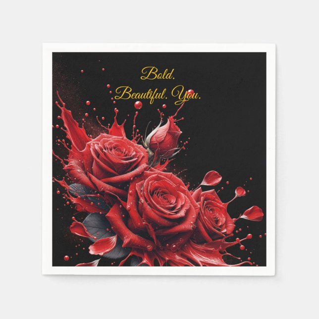 Servilleta De Papel Rosas en flor - Cumpleaños elegante (Anverso)