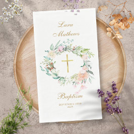 Servilleta De Papel Rosas Floral Garland Gold Baptism Christening
