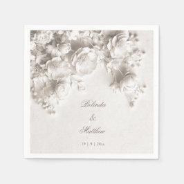Servilleta De Papel Rosas florales blancas en 3D | Boda