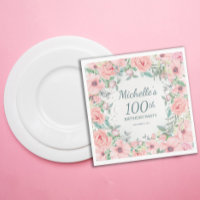 Rosas florales de acuarela rosa Perlas Cumpleaños 