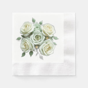 Servilleta De Papel Rosas florales verdes de la Casa de la Moneda Art