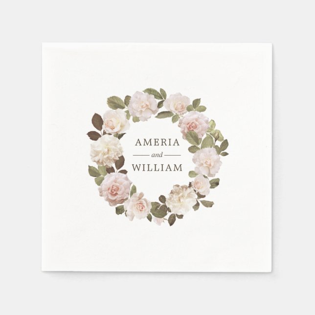 Servilleta De Papel Rosas franceses de época Boda personal Napkin (Anverso)