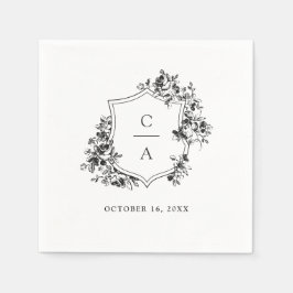 Servilleta De Papel Rosas franceses florales Escudo Boda botánico