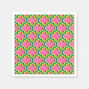 Servilleta De Papel Rosas fuertes #2, amarillo, marroquí Quatrefoil