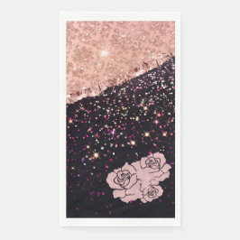 Servilleta De Papel Rosas Glam Black Glitter Blush