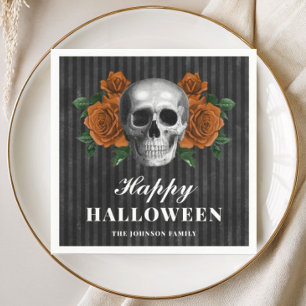 Servilleta De Papel Rosas góticas elegantes y calavera Feliz Halloween